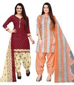 multicolor cotton blend printed unstitched salwar suit material (combo of 2)