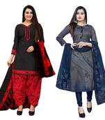 multicolor cotton blend printed unstitched salwar suit material (combo of 2)