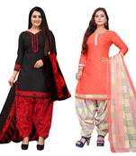 beige & pista green cotton printed unstitched salwar suit material (combo of 2)