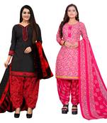 multicolor cotton blend printed unstitched salwar suit material (combo of 2)
