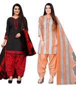 multicolor cotton blend printed unstitched salwar suit material (combo of 2)
