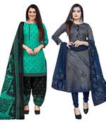 women multicolor cotton printed ready to wear patiala salwar suit combo pack of 2