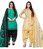 multicolor cotton blend printed unstitched salwar suit material (combo of 2)