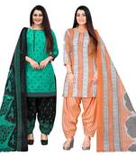 multicolor cotton blend printed unstitched salwar suit material (combo of 2)