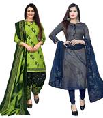 multicolor cotton blend printed unstitched salwar suit material (combo of 2)