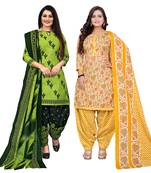multicolor cotton blend printed unstitched salwar suit material (combo of 2)