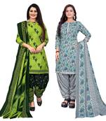 multicolor cotton blend printed unstitched salwar suit material (combo of 2)