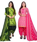 multicolor cotton blend printed unstitched salwar suit material (combo of 2)