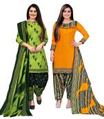 multicolor cotton blend printed unstitched salwar suit material (combo of 2)