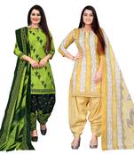 multicolor cotton blend printed unstitched salwar suit material (combo of 2)