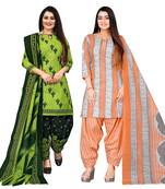 multicolor cotton blend printed unstitched salwar suit material (combo of 2)