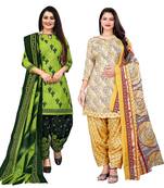 multicolor cotton blend printed unstitched salwar suit material (combo of 2)