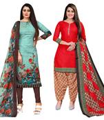 multicolor cotton blend printed unstitched salwar suit material (combo of 2)