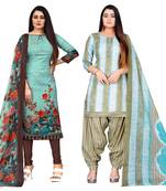 multicolor cotton blend printed unstitched salwar suit material (combo of 2)