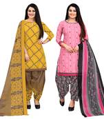 multicolor cotton blend printed unstitched salwar suit material (combo of 2)