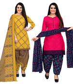 multicolor cotton blend printed unstitched salwar suit material (combo of 2)