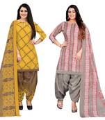 multicolor cotton blend printed unstitched salwar suit material (combo of 2)