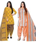 multicolor cotton blend printed unstitched salwar suit material (combo of 2)