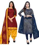 women multicolor cotton printed ready to wear patiala salwar suit combo pack of 2