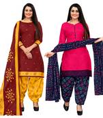 multicolor cotton blend printed unstitched salwar suit material (combo of 2)