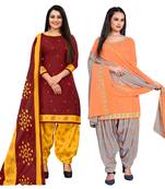 multicolor cotton blend printed unstitched salwar suit material (combo of 2)