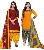 multicolor cotton blend printed unstitched salwar suit material (combo of 2)