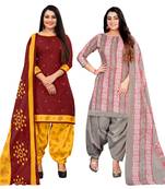 multicolor cotton blend printed unstitched salwar suit material (combo of 2)