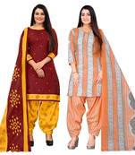 multicolor cotton blend printed unstitched salwar suit material (combo of 2)