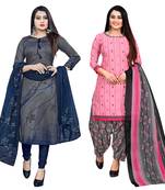 women multicolor cotton printed ready to wear patiala salwar suit combo pack of 2