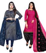 multicolor cotton blend printed unstitched salwar suit material (combo of 2)