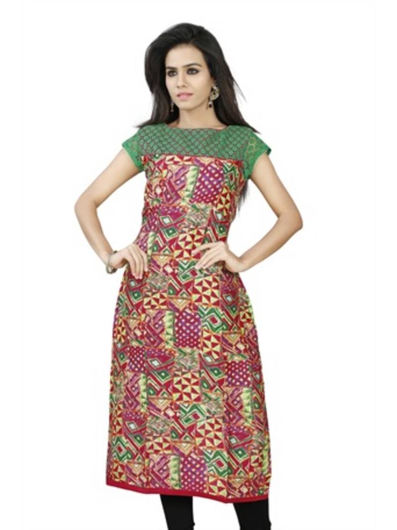 Multi printed Cotton Cap Sleeve Kurti miss and mrs 679375