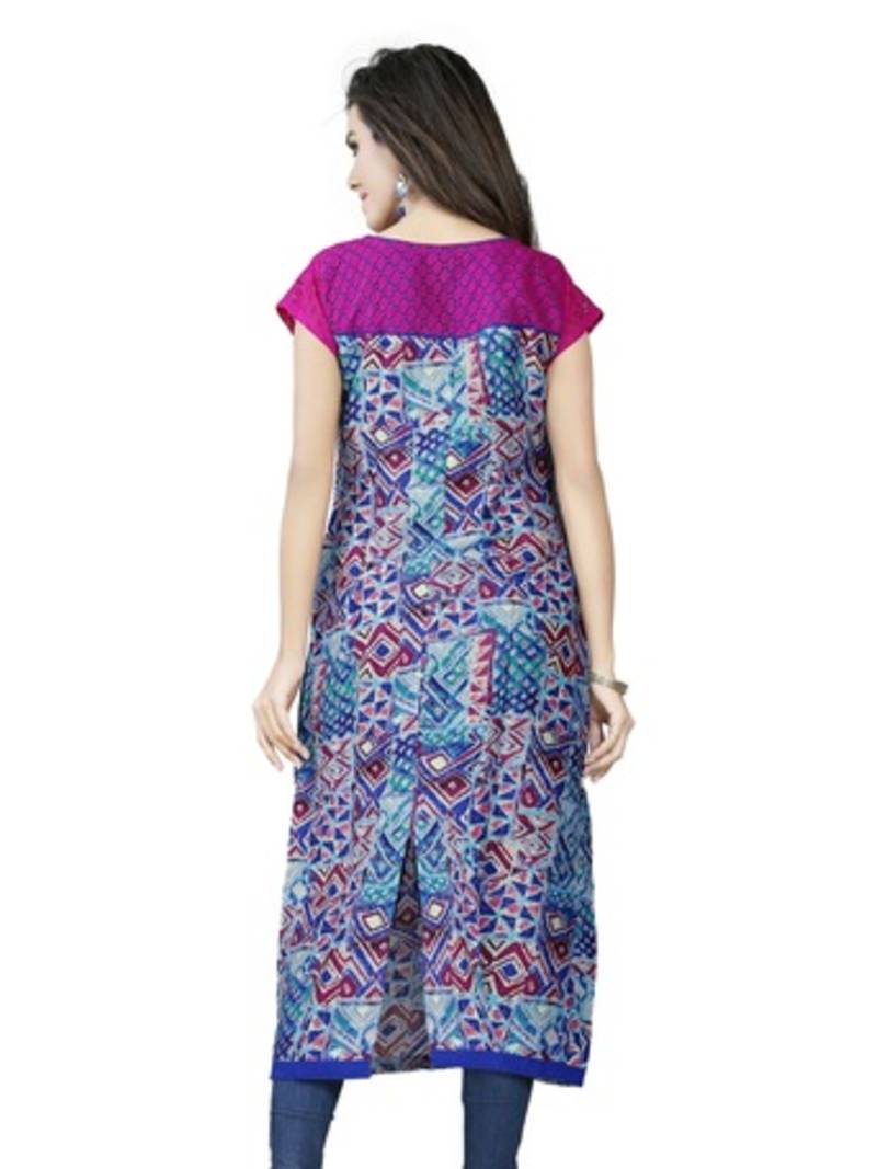 Multi printed Cotton Cap Sleeve Kurti miss and mrs 679378