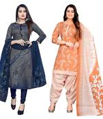 multicolor cotton blend printed unstitched salwar suit material (combo of 2)