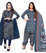 multicolor cotton blend printed unstitched salwar suit material (combo of 2)