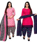 women multicolor cotton printed ready to wear patiala salwar suit combo pack of 2