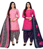 multicolor cotton blend printed unstitched salwar suit material (combo of 2)