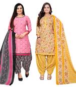 multicolor cotton blend printed unstitched salwar suit material (combo of 2)