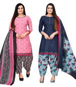 multicolor cotton blend printed unstitched salwar suit material (combo of 2)