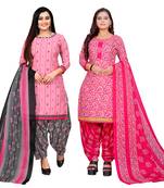 multicolor cotton blend printed unstitched salwar suit material (combo of 2)