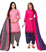 multicolor cotton blend printed unstitched salwar suit material (combo of 2)