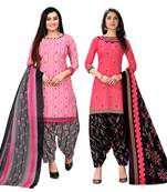 multicolor cotton blend printed unstitched salwar suit material (combo of 2)