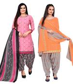multicolor cotton blend printed unstitched salwar suit material (combo of 2)