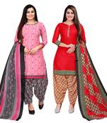 multicolor cotton blend printed unstitched salwar suit material (combo of 2)