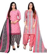 Rajnandini multicolor cotton blend printed unstitched salwar suit material (combo of 2)