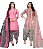 multicolor cotton blend printed unstitched salwar suit material (combo of 2)