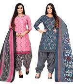 multicolor cotton blend printed unstitched salwar suit material (combo of 2)