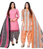 multicolor cotton blend printed unstitched salwar suit material (combo of 2)