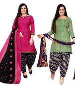 multicolor cotton printed unstitched salwar suit material (combo of 2)
