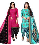 multicolor cotton printed unstitched salwar suit material (combo of 2)