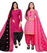 multicolor cotton blend printed unstitched salwar suit material (combo of 2)